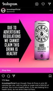 Brewdog's banned Instagram ad Hard Seltzer